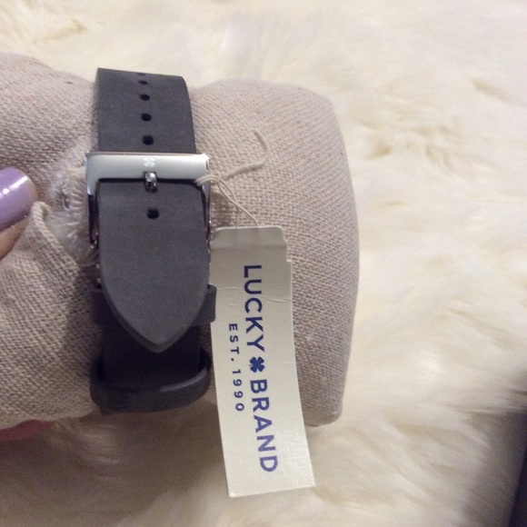 New $145 LUCKY Brand Gray Leather WATCH Round - Picture 3 of 6